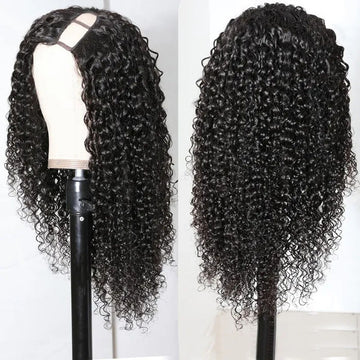 GS Virgin Hair U Part Wig Brazilian Hair Deep Curly Wig Natural Color 100%Vrigin Hair Cabello Series